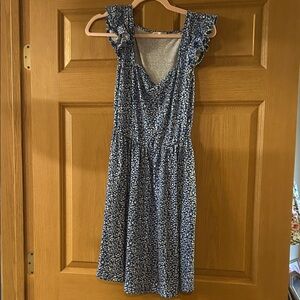 Elegant Blue Floral Mini Dress